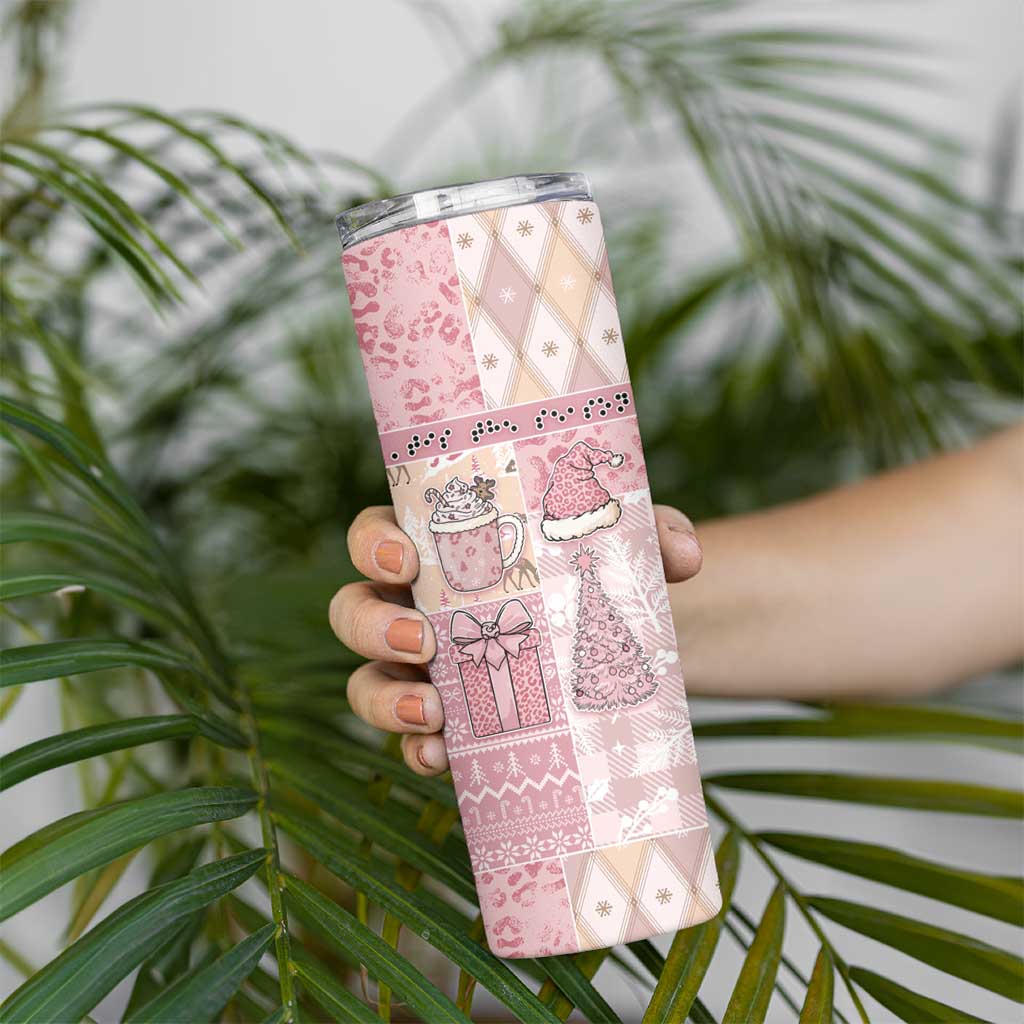 Braille Christmas Skinny Tumbler Tis The Season Patchwork Style - Wonder Print Shop
