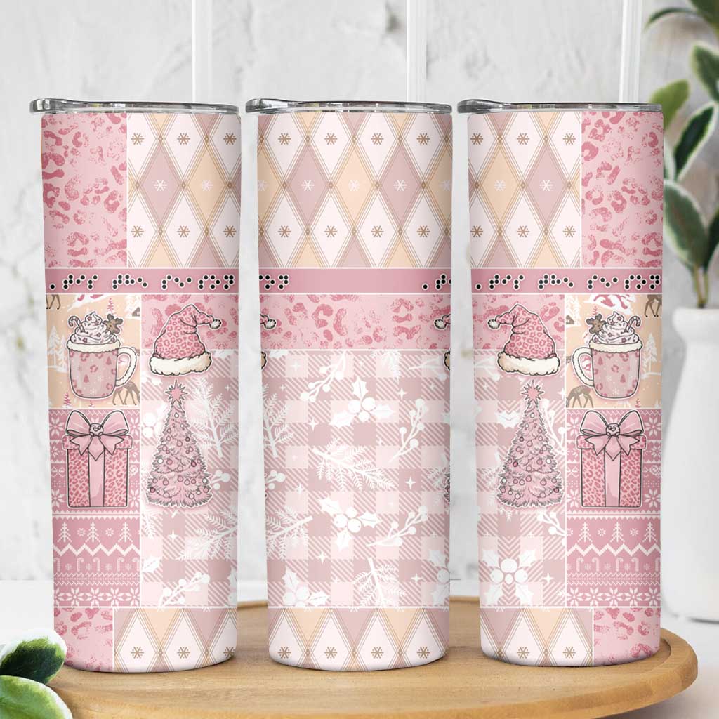 Braille Christmas Skinny Tumbler Tis The Season Patchwork Style - Wonder Print Shop