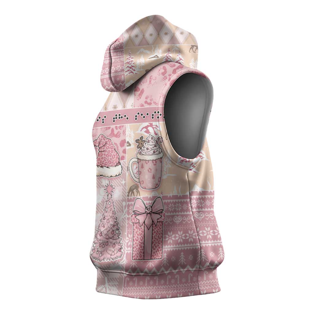 Braille Christmas Sleeveless Hoodie Tis The Season Patchwork Style - Wonder Print Shop