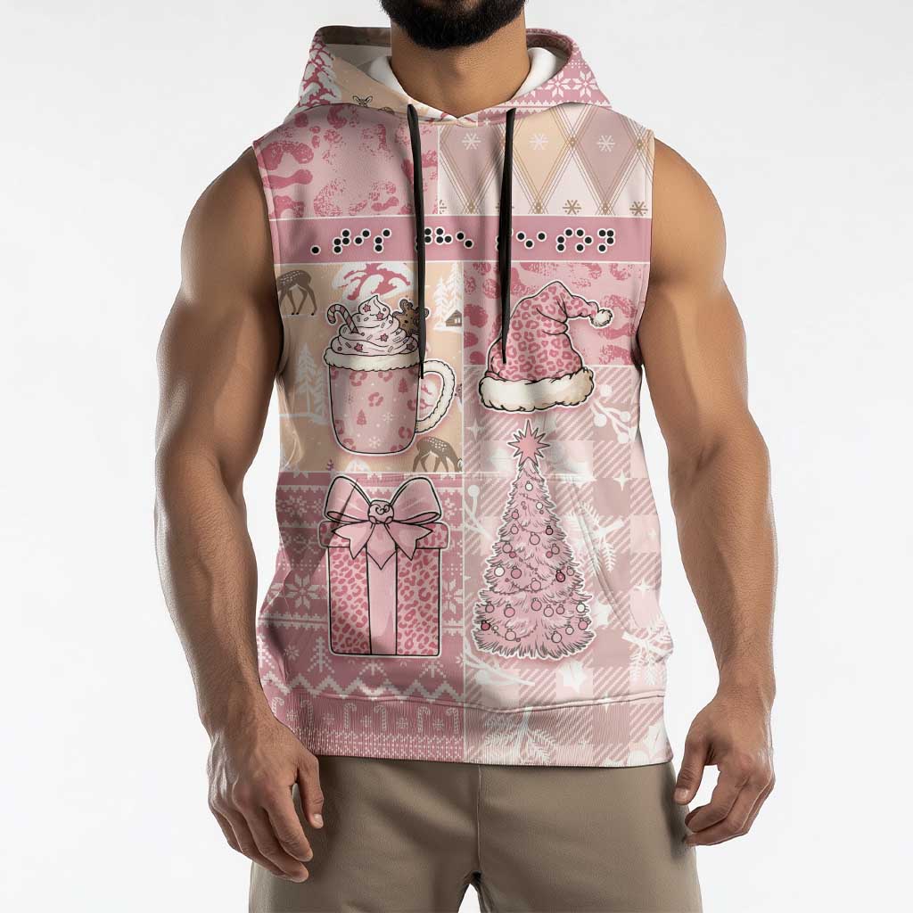Braille Christmas Sleeveless Hoodie Tis The Season Patchwork Style - Wonder Print Shop
