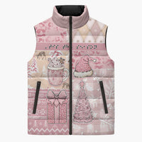 Braille Christmas Sleeveless Puffer Jacket Tis The Season Patchwork Style - Wonder Print Shop
