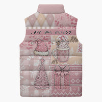 Braille Christmas Sleeveless Puffer Jacket Tis The Season Patchwork Style - Wonder Print Shop