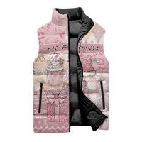 Braille Christmas Sleeveless Puffer Jacket Tis The Season Patchwork Style - Wonder Print Shop