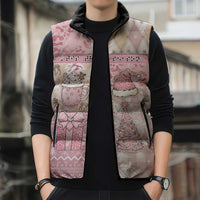 Braille Christmas Sleeveless Puffer Jacket Tis The Season Patchwork Style - Wonder Print Shop