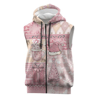 Braille Christmas Sleeveless Zip Hoodie Tis The Season Patchwork Style - Wonder Print Shop