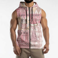 Braille Christmas Sleeveless Zip Hoodie Tis The Season Patchwork Style - Wonder Print Shop