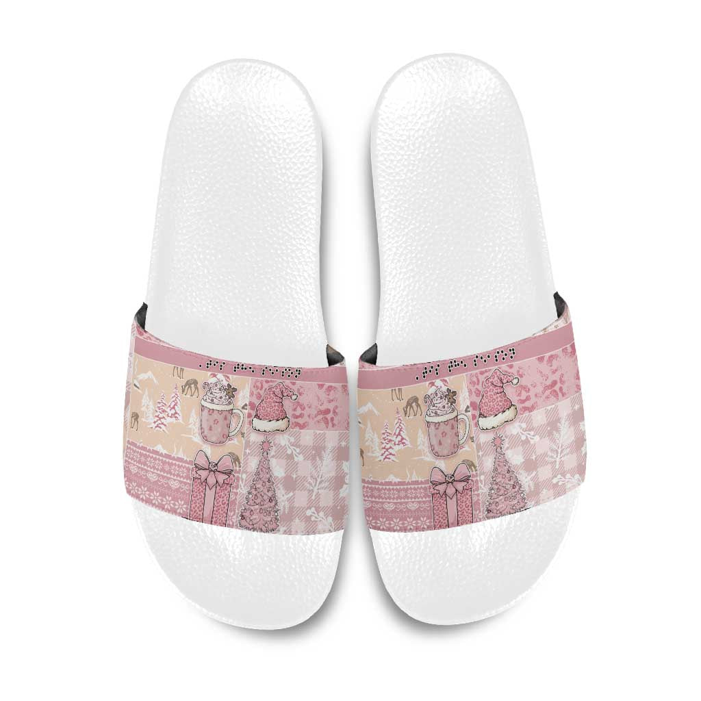Braille Christmas Slide Sandals Tis The Season Patchwork Style - Wonder Print Shop