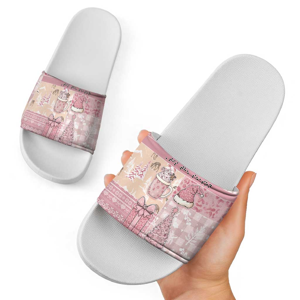 Braille Christmas Slide Sandals Tis The Season Patchwork Style - Wonder Print Shop