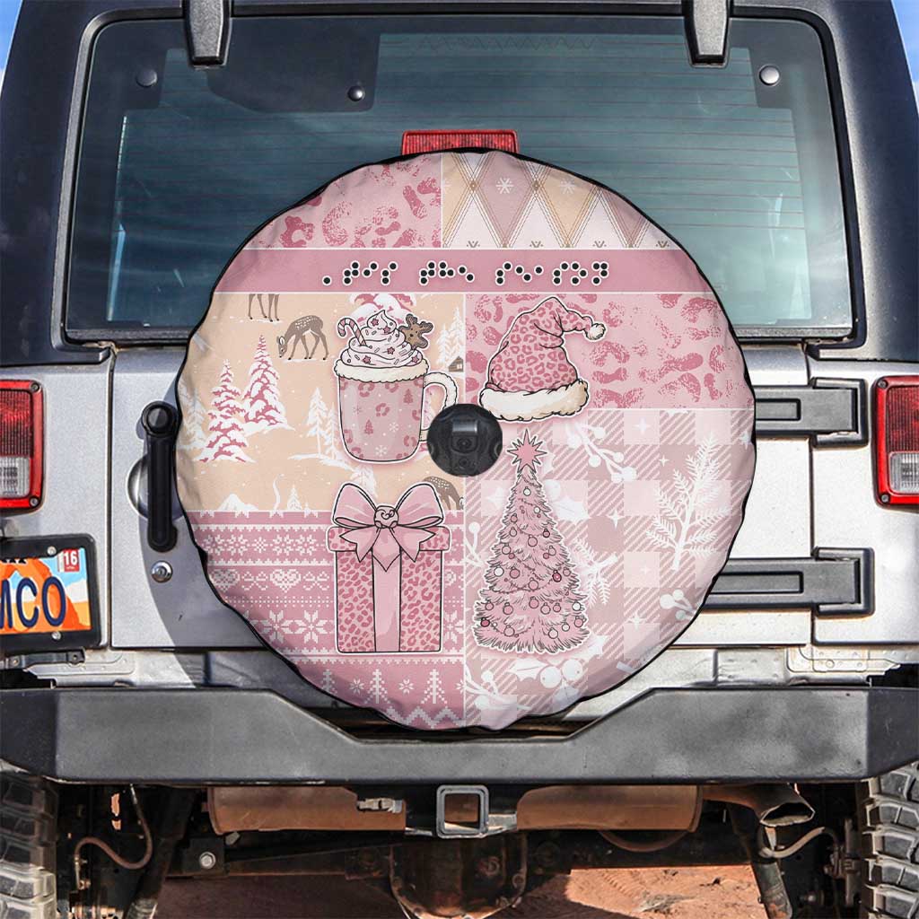 Braille Christmas Spare Tire Cover Tis The Season Patchwork Style - Wonder Print Shop