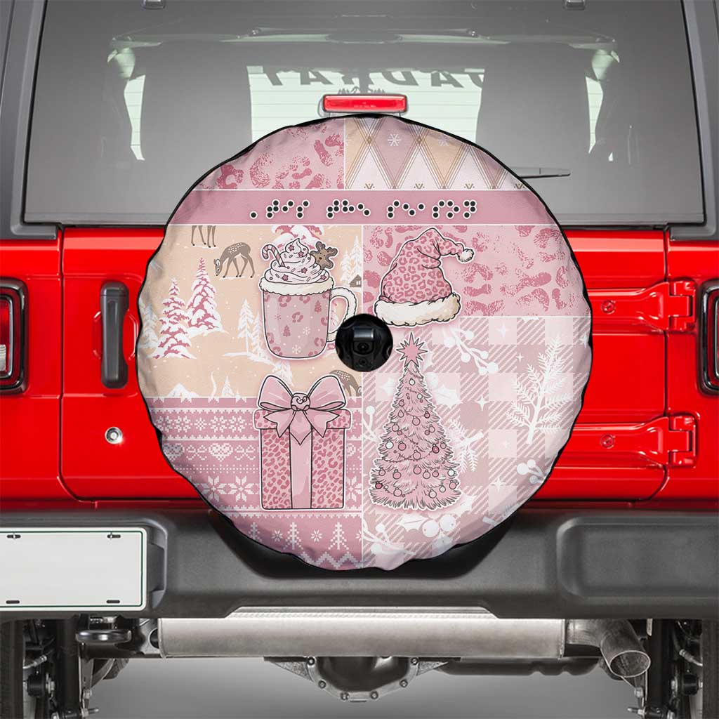 Braille Christmas Spare Tire Cover Tis The Season Patchwork Style - Wonder Print Shop
