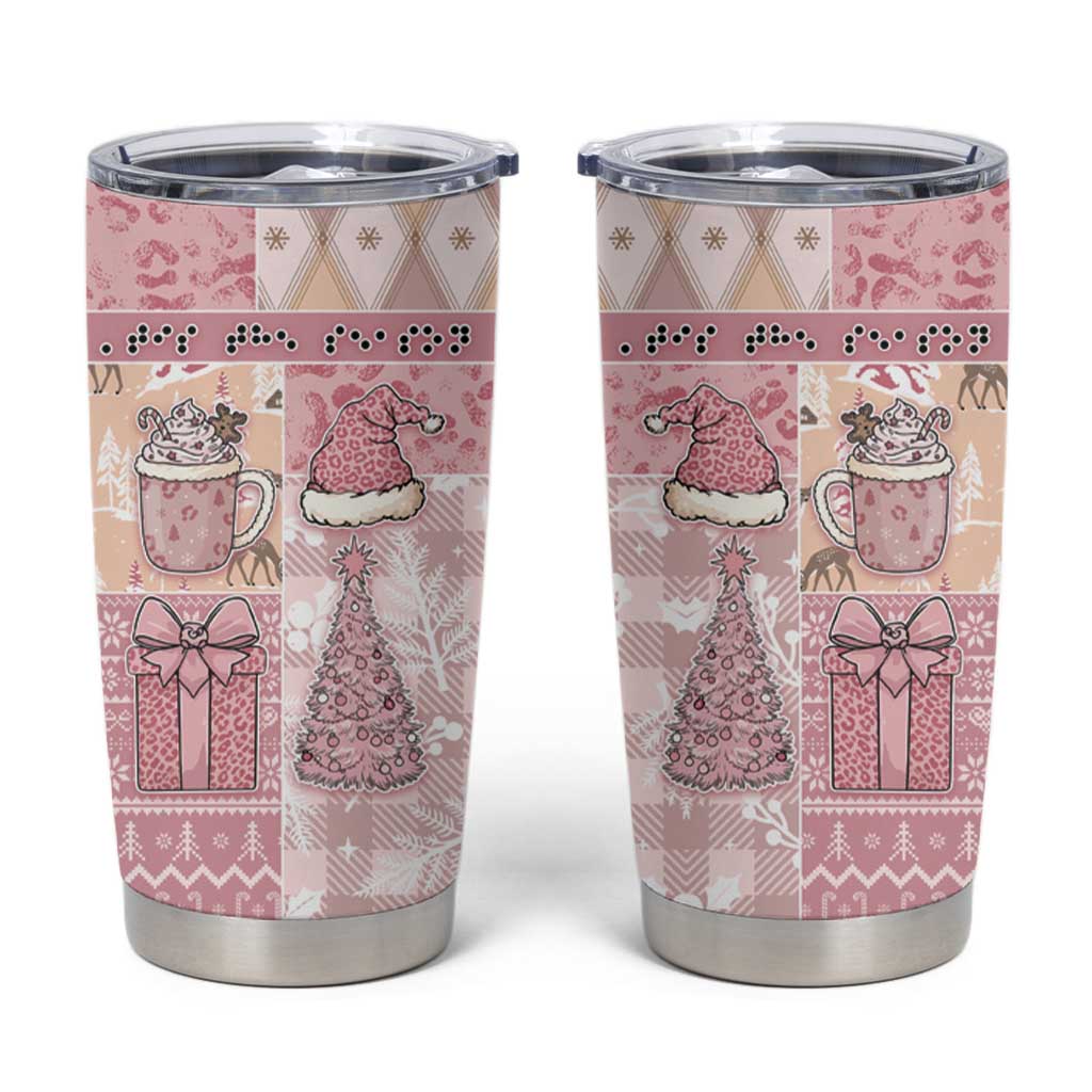 Braille Christmas Tumbler Cup Tis The Season Patchwork Style - Wonder Print Shop