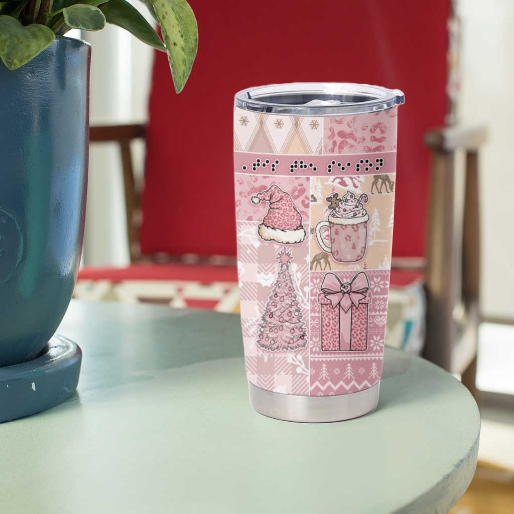 Braille Christmas Tumbler Cup Tis The Season Patchwork Style - Wonder Print Shop