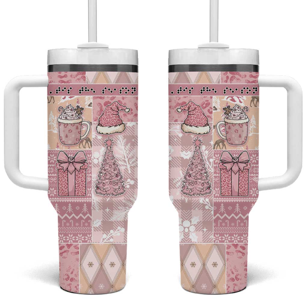 Braille Christmas Tumbler With Handle Tis The Season Patchwork Style - Wonder Print Shop