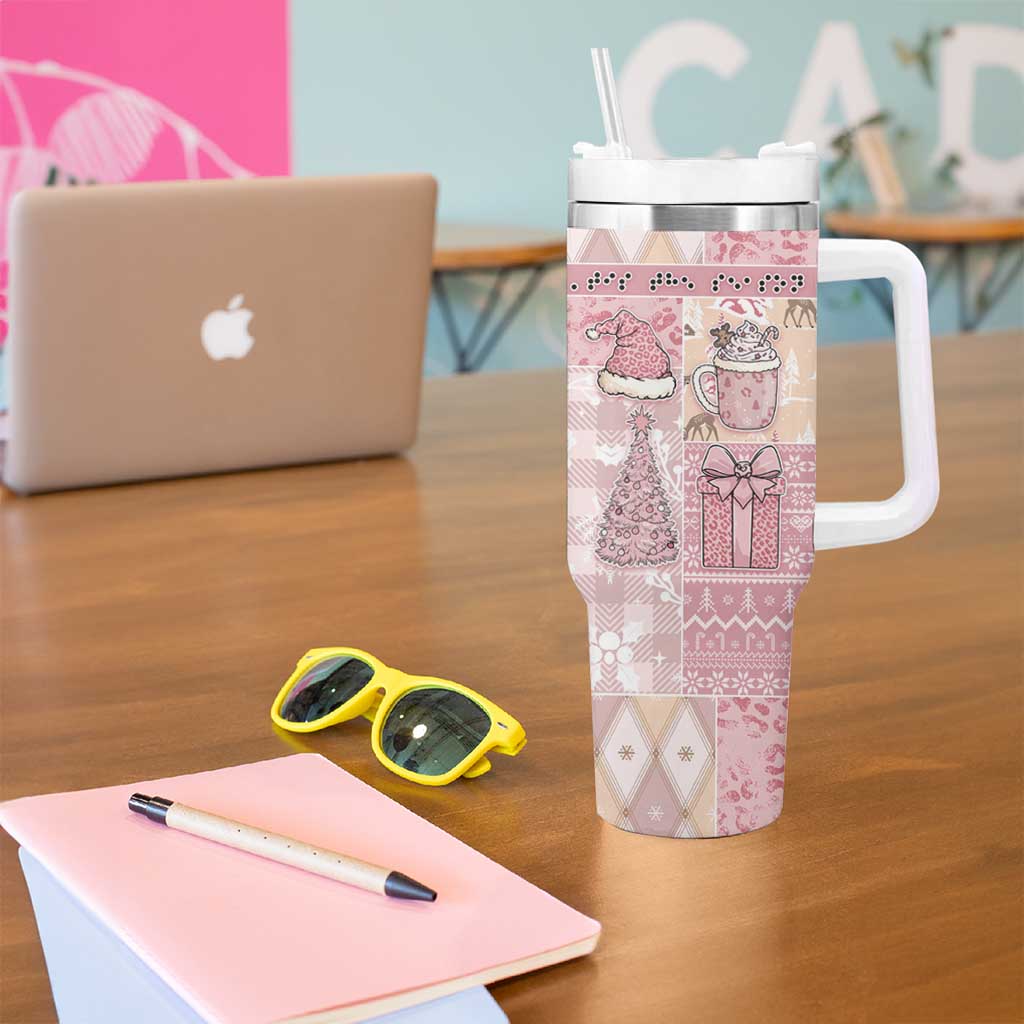 Braille Christmas Tumbler With Handle Tis The Season Patchwork Style - Wonder Print Shop
