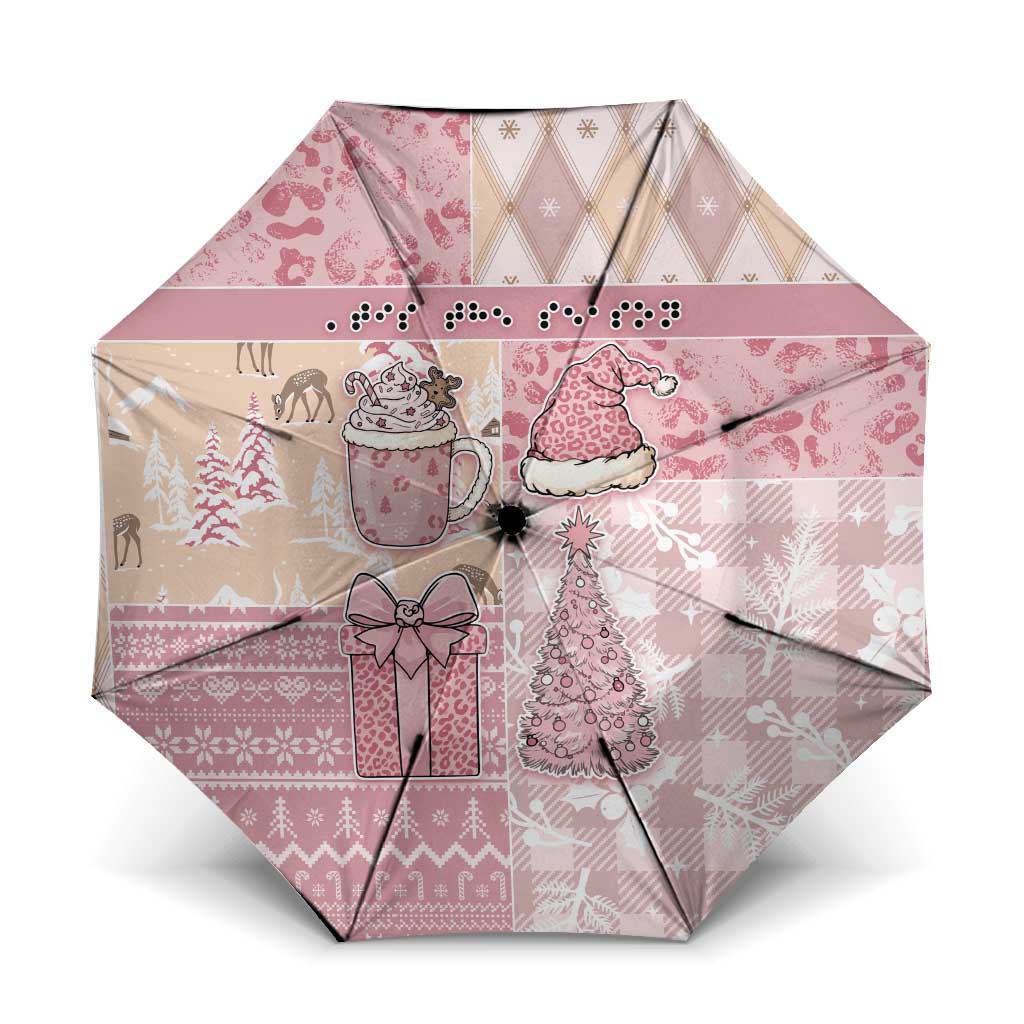Braille Christmas Umbrella Tis The Season Patchwork Style - Wonder Print Shop