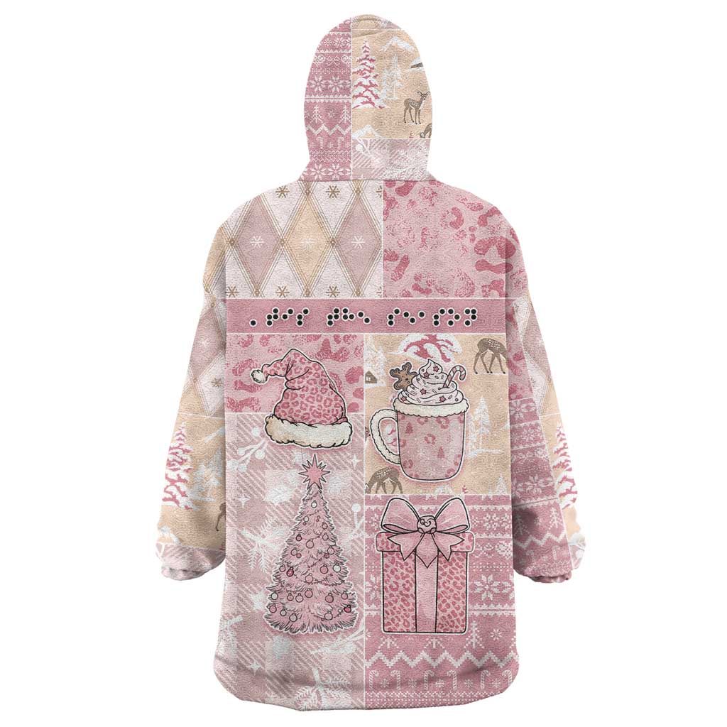 Braille Christmas Wearable Blanket Hoodie Tis The Season Patchwork Style - Wonder Print Shop