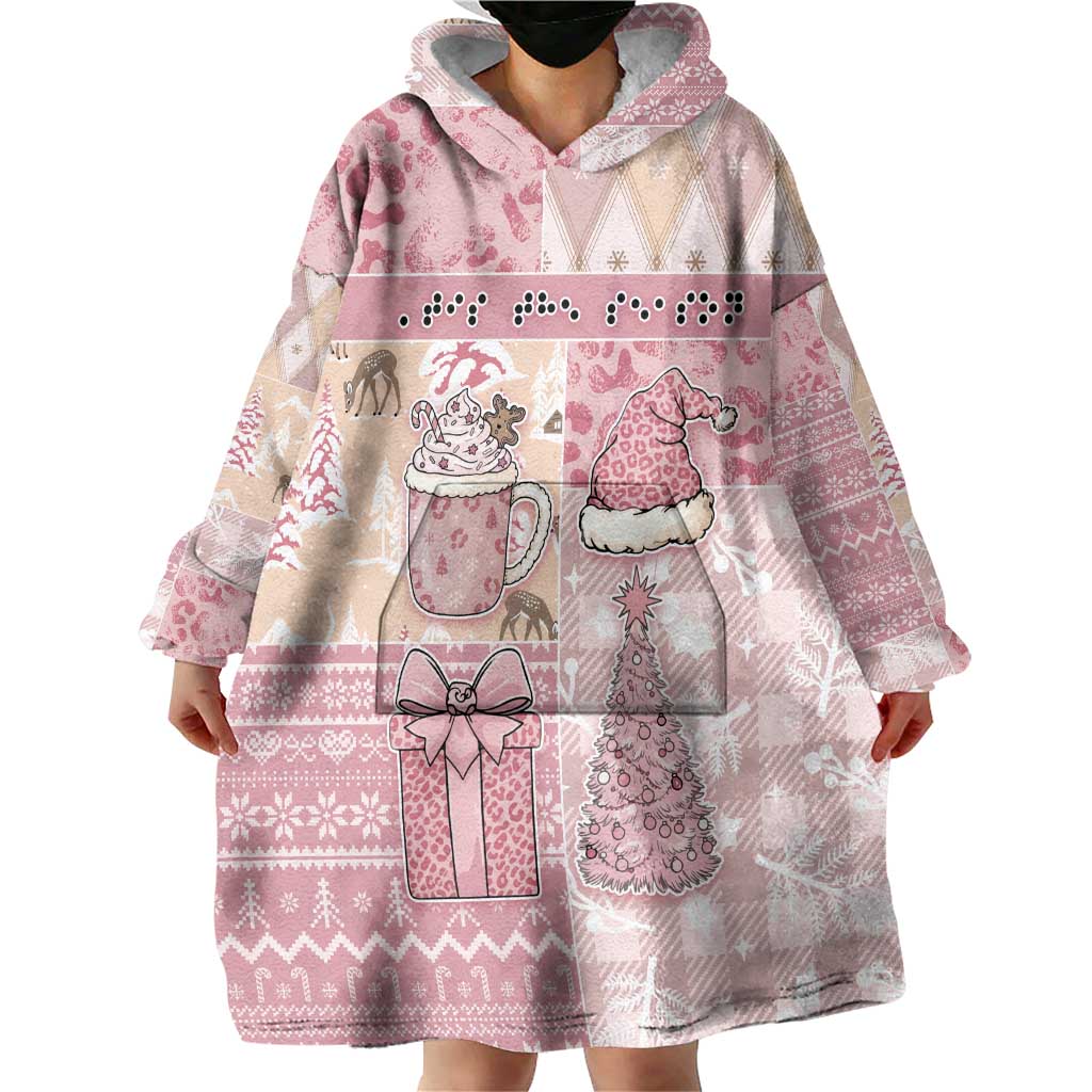 Braille Christmas Wearable Blanket Hoodie Tis The Season Patchwork Style - Wonder Print Shop
