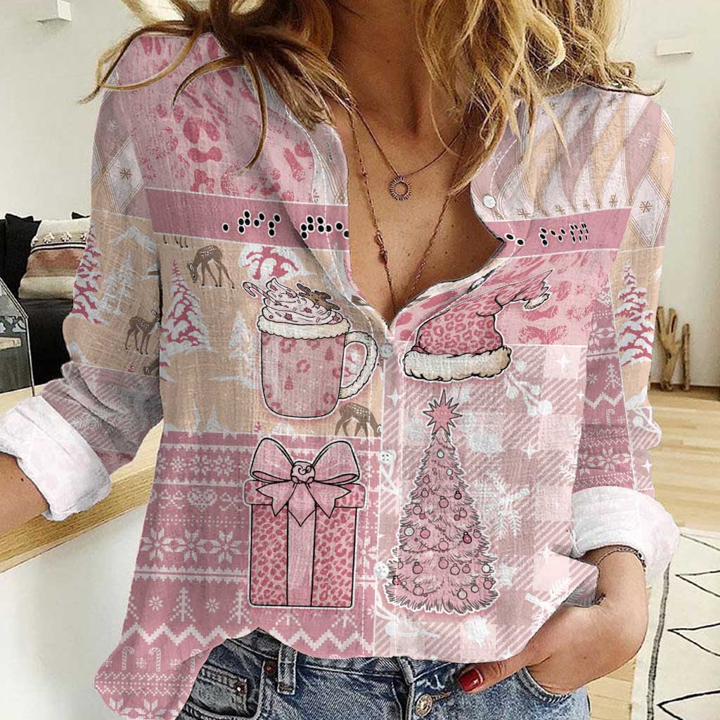 Braille Christmas Women Casual Shirt Tis The Season Patchwork Style - Wonder Print Shop