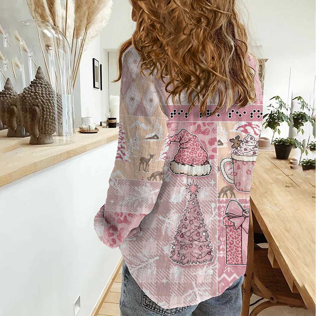 Braille Christmas Women Casual Shirt Tis The Season Patchwork Style - Wonder Print Shop
