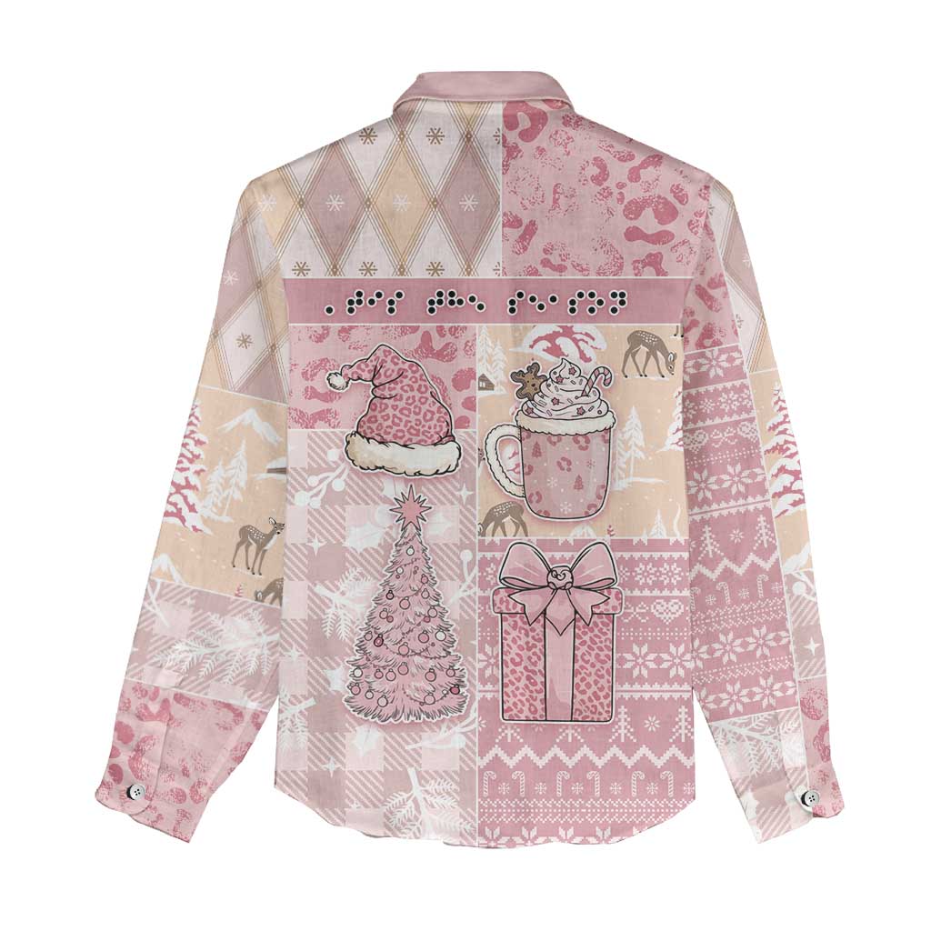 Braille Christmas Women Casual Shirt Tis The Season Patchwork Style - Wonder Print Shop