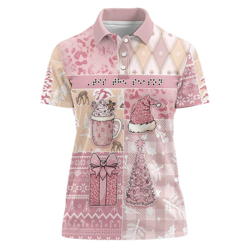 Braille Christmas Women Polo Shirt Tis The Season Patchwork Style - Wonder Print Shop