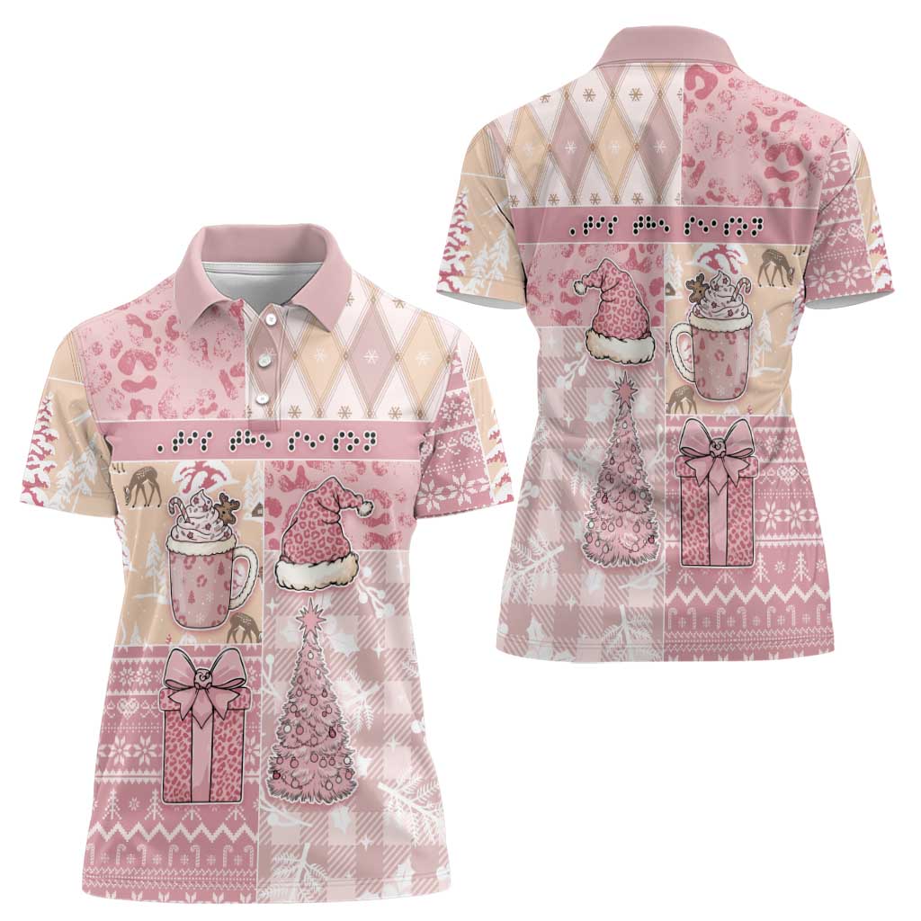 Braille Christmas Women Polo Shirt Tis The Season Patchwork Style - Wonder Print Shop