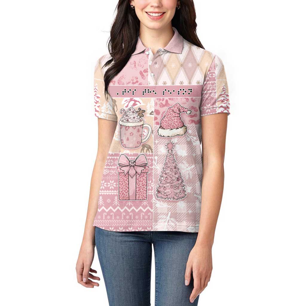 Braille Christmas Women Polo Shirt Tis The Season Patchwork Style - Wonder Print Shop
