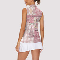 Braille Christmas Women Sleeveless Polo Shirt Tis The Season Patchwork Style - Wonder Print Shop