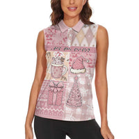 Braille Christmas Women Sleeveless Polo Shirt Tis The Season Patchwork Style - Wonder Print Shop