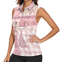 Braille Christmas Women Sleeveless Polo Shirt Tis The Season Patchwork Style - Wonder Print Shop