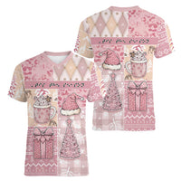 Braille Christmas Women V-Neck T-Shirt Tis The Season Patchwork Style - Wonder Print Shop