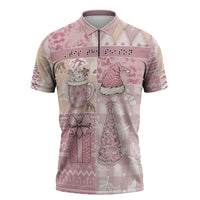 Braille Christmas Zipper Polo Shirt Tis The Season Patchwork Style - Wonder Print Shop