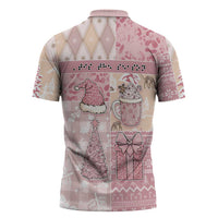 Braille Christmas Zipper Polo Shirt Tis The Season Patchwork Style - Wonder Print Shop