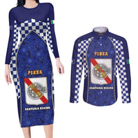 Personalized Italy Campania Couples Matching Long Sleeve Bodycon Dress and Long Sleeve Button Shirt Pizza Foodie Pride - Wonder Print Shop
