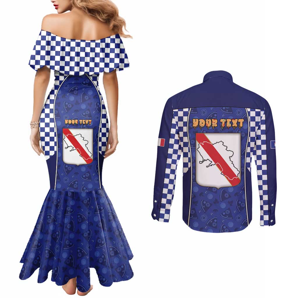 Personalized Italy Campania Couples Matching Mermaid Dress and Long Sleeve Button Shirt Pizza Foodie Pride - Wonder Print Shop