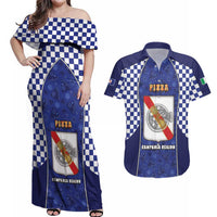 Personalized Italy Campania Couples Matching Off Shoulder Maxi Dress and Hawaiian Shirt Pizza Foodie Pride - Wonder Print Shop