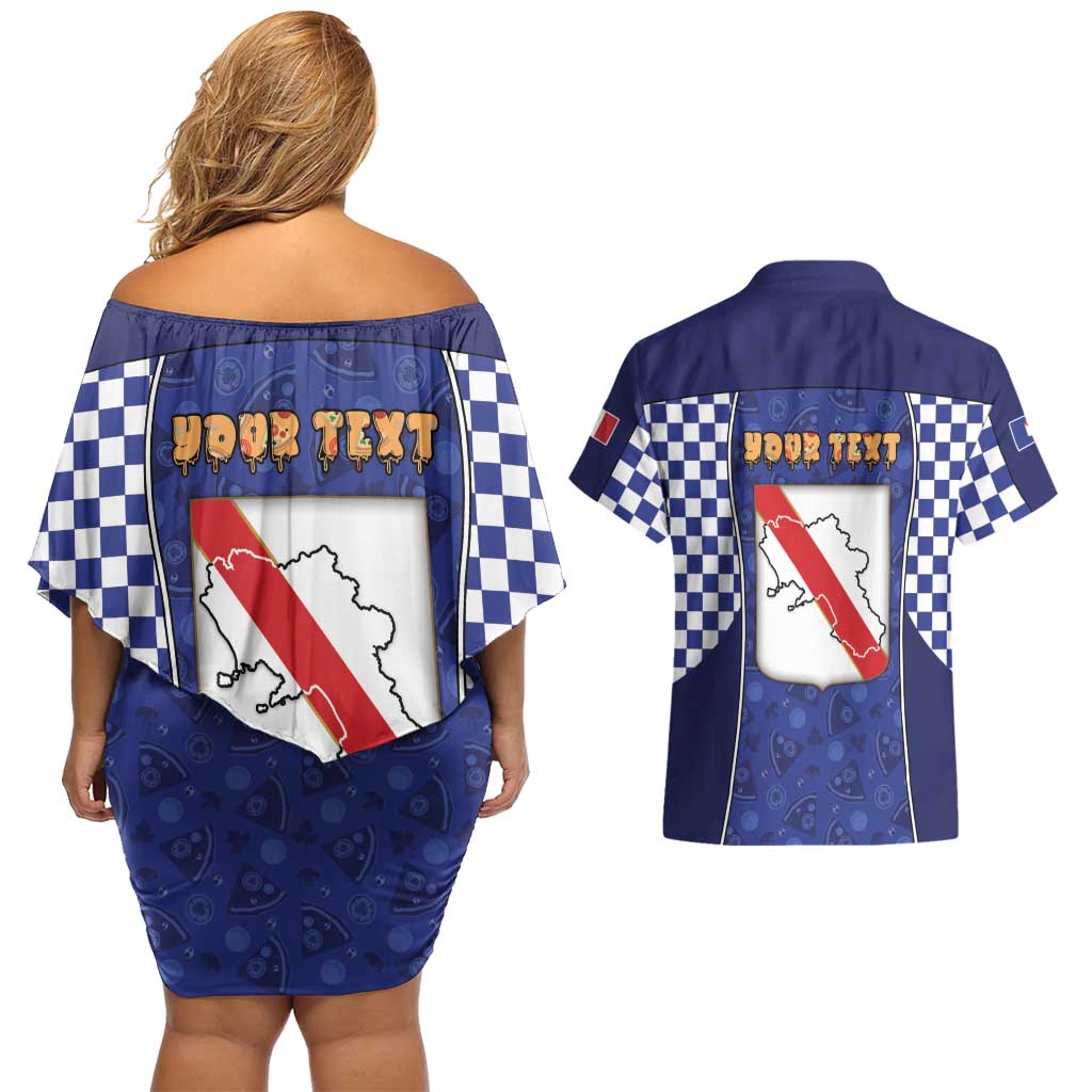 Personalized Italy Campania Couples Matching Off Shoulder Short Dress and Hawaiian Shirt Pizza Foodie Pride - Wonder Print Shop