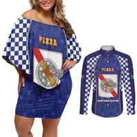 Personalized Italy Campania Couples Matching Off Shoulder Short Dress and Long Sleeve Button Shirt Pizza Foodie Pride - Wonder Print Shop