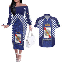 Personalized Italy Campania Couples Matching Off The Shoulder Long Sleeve Dress and Hawaiian Shirt Pizza Foodie Pride - Wonder Print Shop
