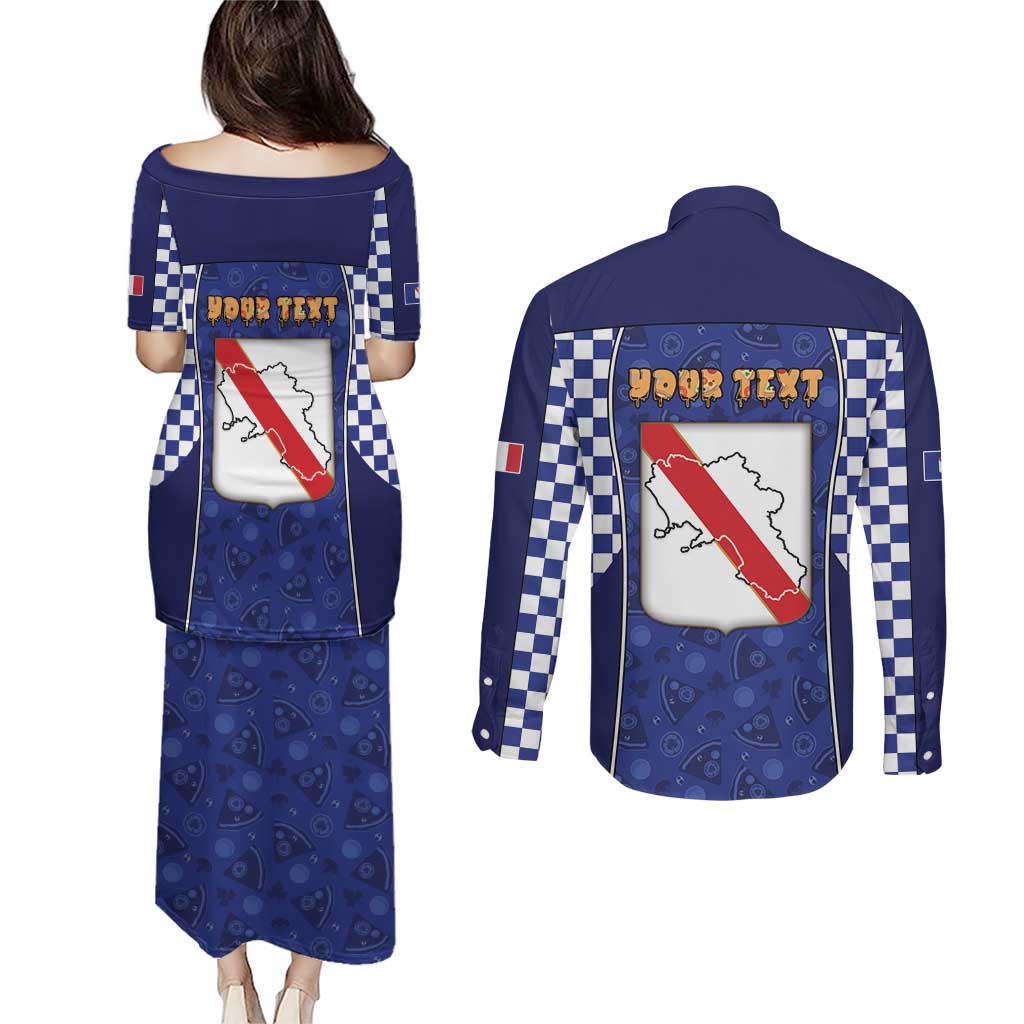 Personalized Italy Campania Couples Matching Puletasi and Long Sleeve Button Shirt Pizza Foodie Pride - Wonder Print Shop