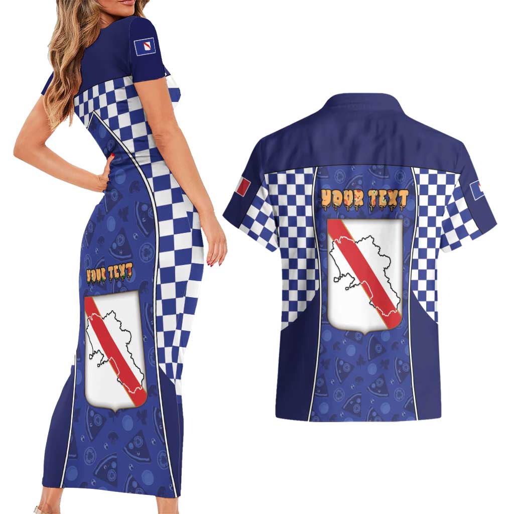 Personalized Italy Campania Couples Matching Short Sleeve Bodycon Dress and Hawaiian Shirt Pizza Foodie Pride - Wonder Print Shop