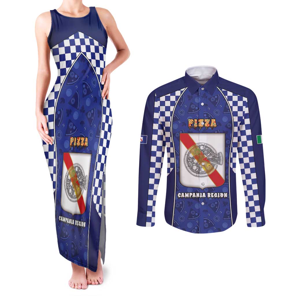 Personalized Italy Campania Couples Matching Tank Maxi Dress and Long Sleeve Button Shirt Pizza Foodie Pride - Wonder Print Shop