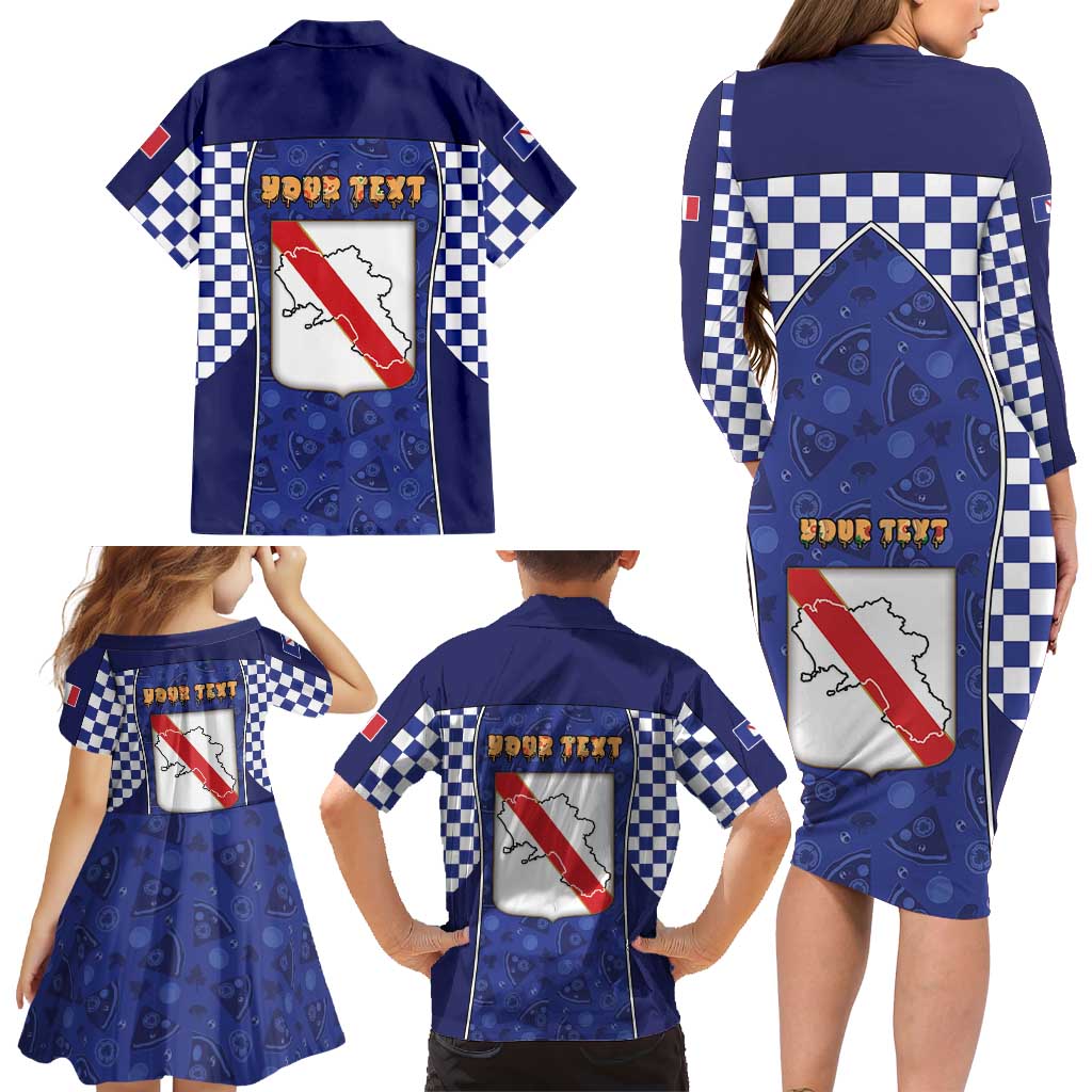Personalized Italy Campania Family Matching Long Sleeve Bodycon Dress and Hawaiian Shirt Pizza Foodie Pride - Wonder Print Shop