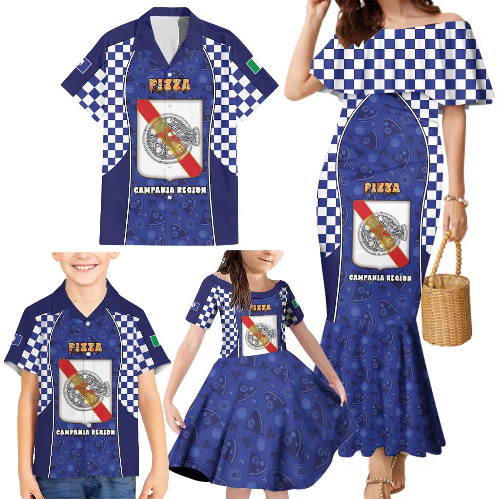 Personalized Italy Campania Family Matching Mermaid Dress and Hawaiian Shirt Pizza Foodie Pride - Wonder Print Shop