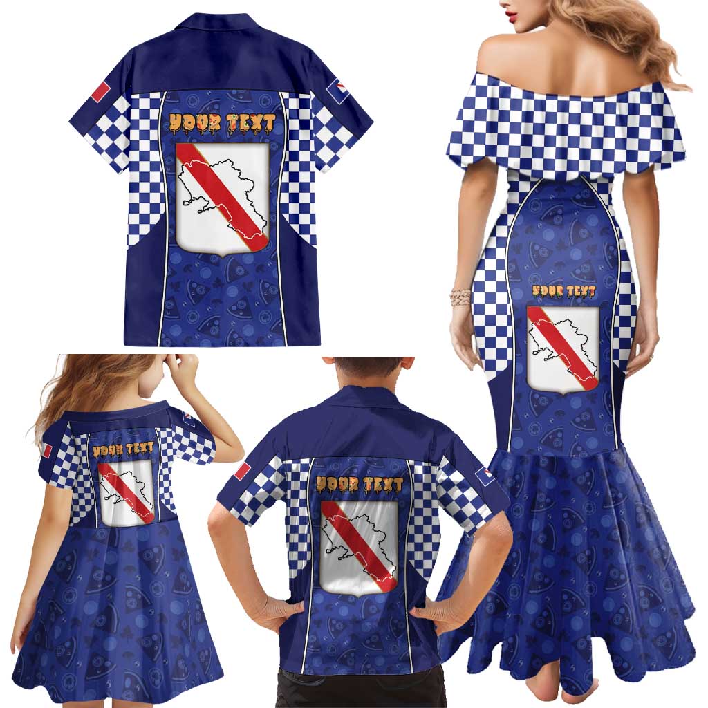 Personalized Italy Campania Family Matching Mermaid Dress and Hawaiian Shirt Pizza Foodie Pride - Wonder Print Shop