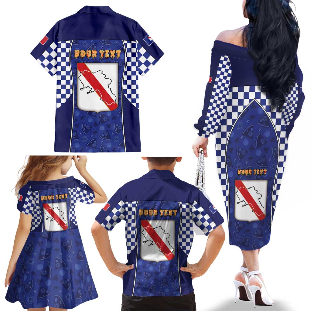 Personalized Italy Campania Family Matching Off The Shoulder Long Sleeve Dress and Hawaiian Shirt Pizza Foodie Pride - Wonder Print Shop