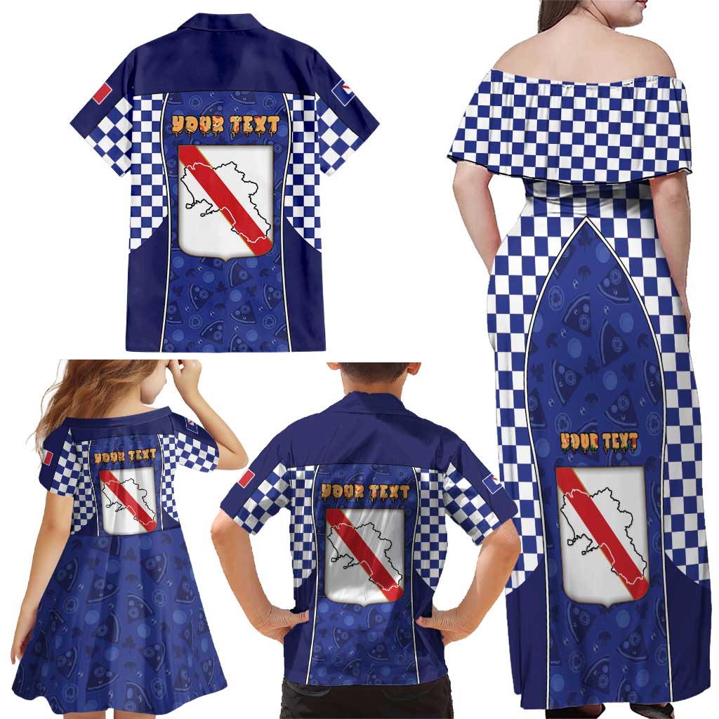 Personalized Italy Campania Family Matching Off Shoulder Maxi Dress and Hawaiian Shirt Pizza Foodie Pride - Wonder Print Shop