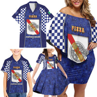 Personalized Italy Campania Family Matching Off Shoulder Short Dress and Hawaiian Shirt Pizza Foodie Pride - Wonder Print Shop