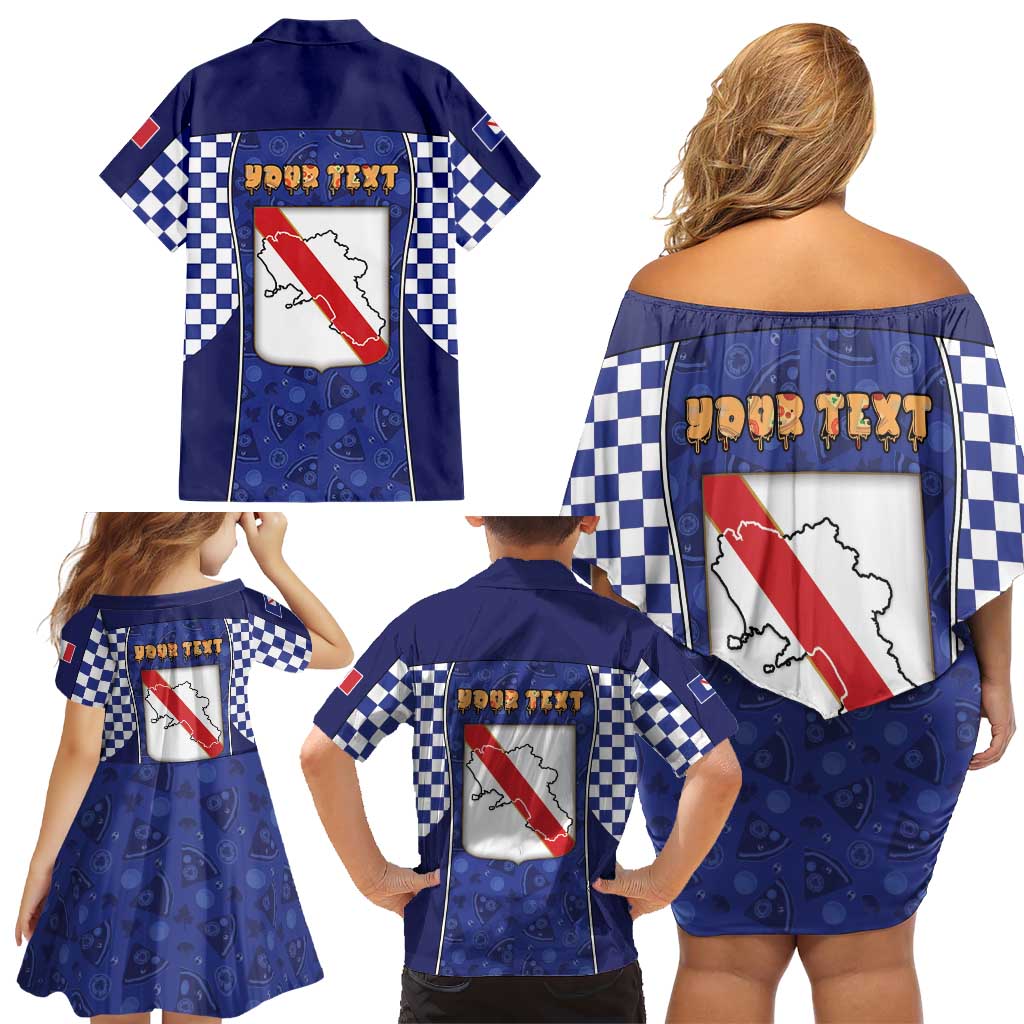 Personalized Italy Campania Family Matching Off Shoulder Short Dress and Hawaiian Shirt Pizza Foodie Pride - Wonder Print Shop