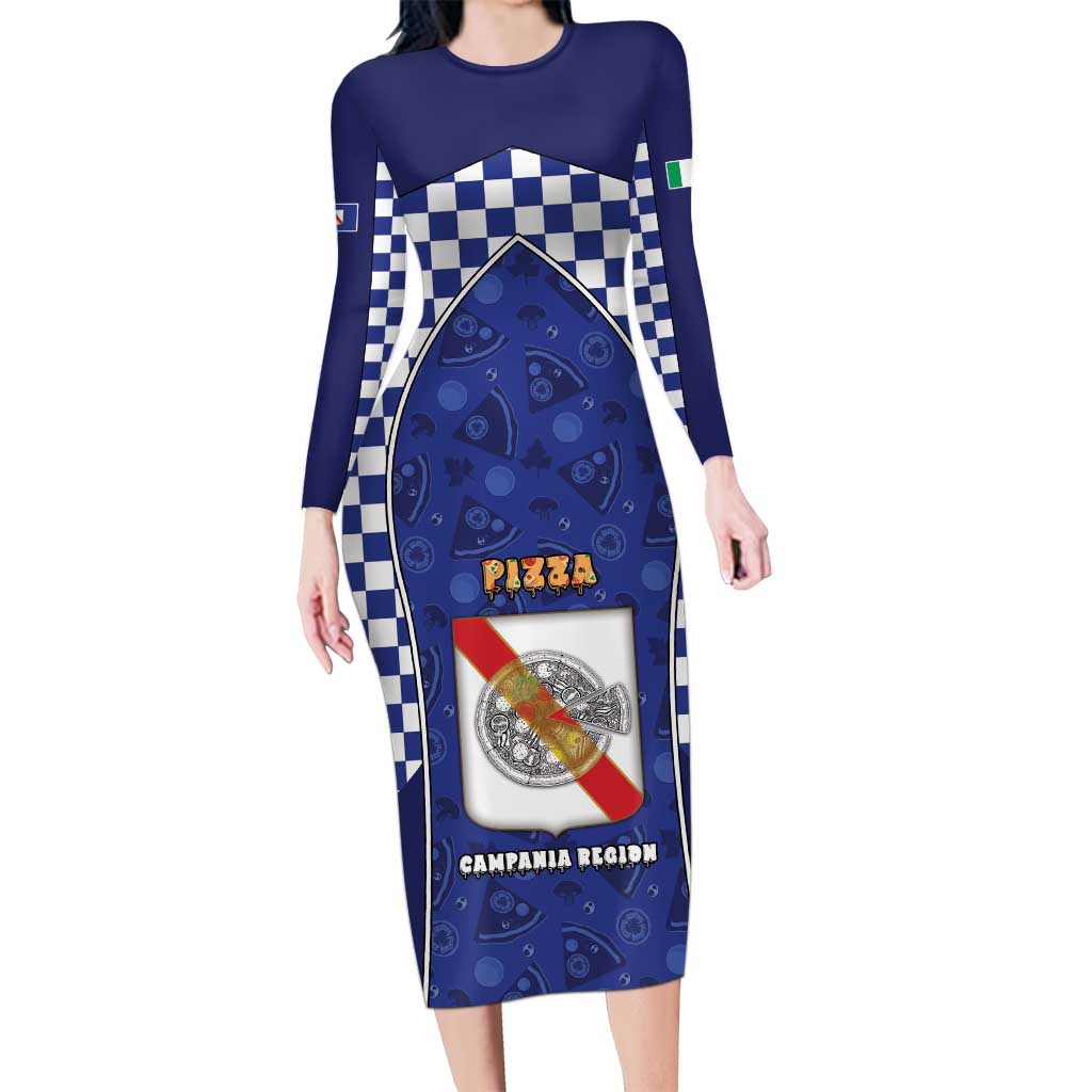Personalized Italy Campania Long Sleeve Bodycon Dress Pizza Foodie Pride - Wonder Print Shop